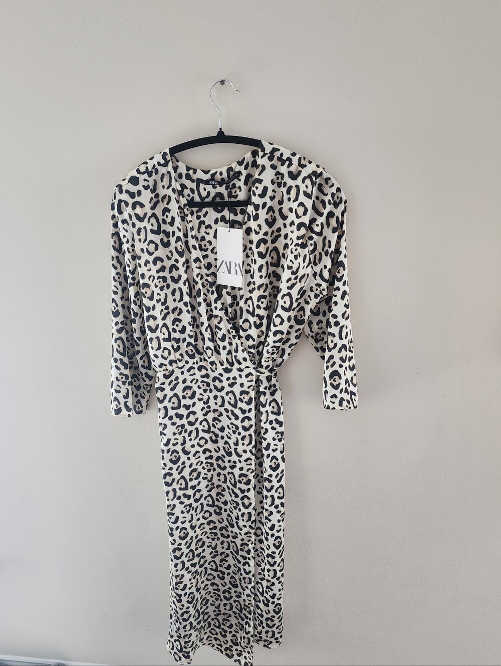 Zara Cream Leopard-Print Wrap-Style Dress